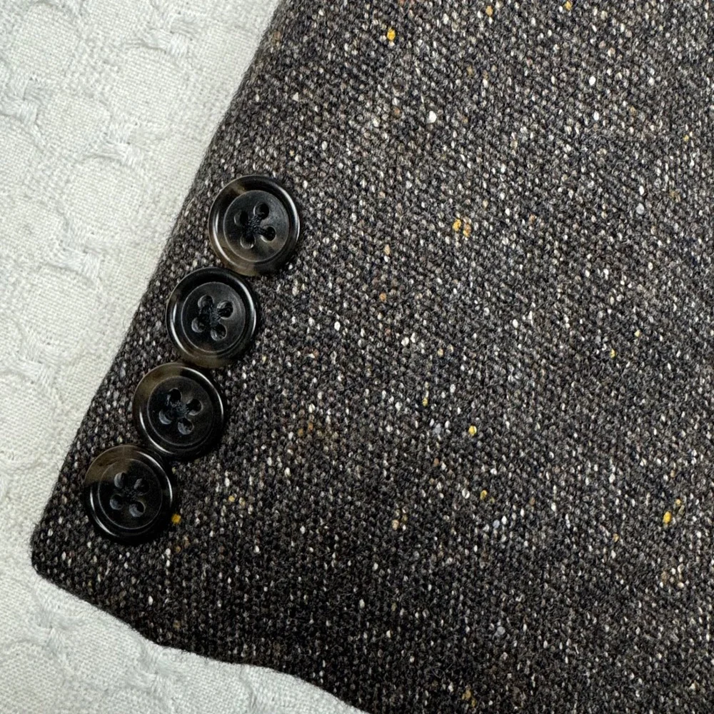 Hickey Freeman Tweed Blazer 48R Wool Silk Cashmere‎ Brown Sport Coat USA Made